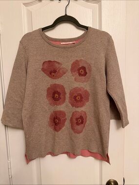 Oilily Taupe Knit Sweater with Pink Lining